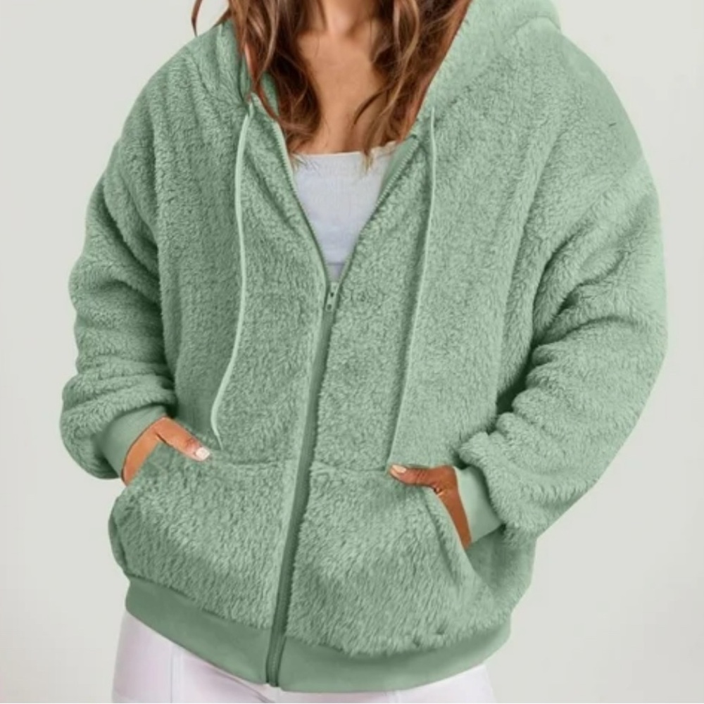 Women's Plush Mint Teddy Jacket